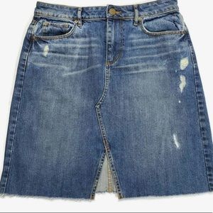 LOFT Women's Slit Jean Skirt with Raw Hem